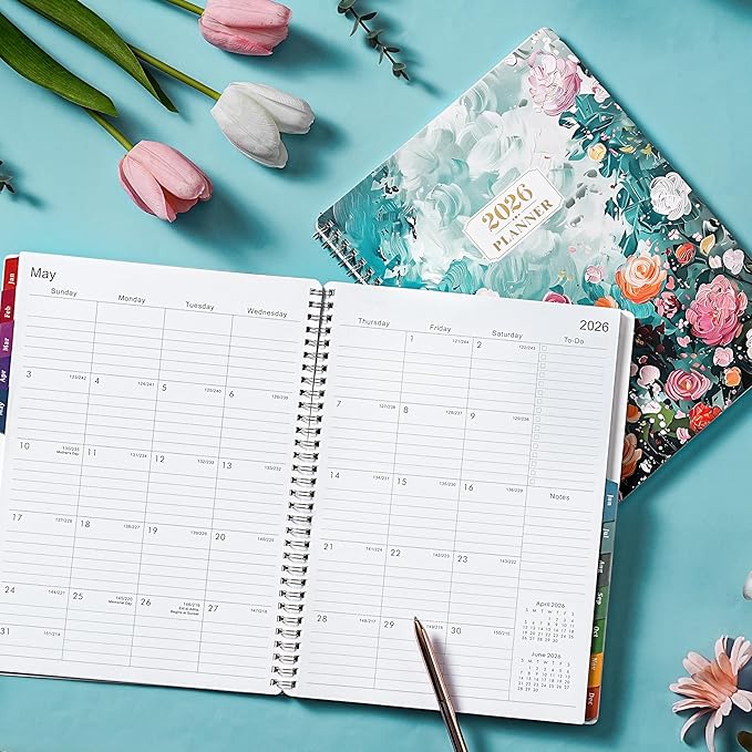 2026 Planner - JAN 2026 - DEC 2026, 9" x 11" Calendar Planner 2026, 2026 Planner Weekly and Monthly, Twin-wire Binding, Ample Writing Space