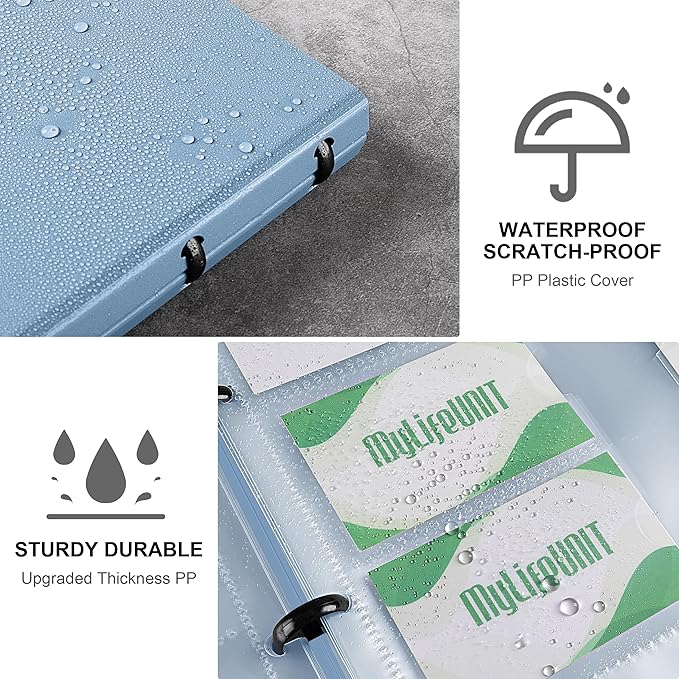 MyLifeUNIT Business Card Book, Name Card Holder Book with 600 Business Cards Capacity, Credit Card Book File Storage (Light Blue)