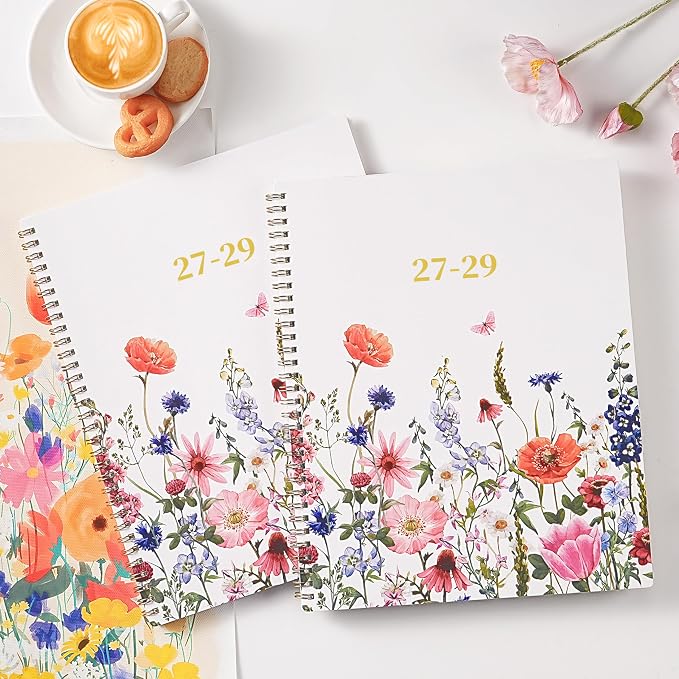 2027-2029 Monthly Planner - 3 Year Calendar 2027-2028-2029 Monthly Planner, Jan 2027 - Dec 2029, 3 Year Planner 2027-2029, 9" x 11" Planners, 36 Month Calendar with Colourful Tabs + Back Pocket - Flowers