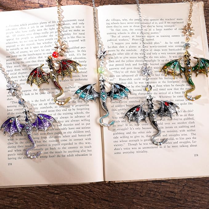Cool Dragon Sword Bookmarks - 2 PCs Fantasy Metal Book Marks Blue Black Unique Page Maker Gifts for Reading Men Boys Kids Novel Fans Lovers Student Teacher Christmas School Office Supplies