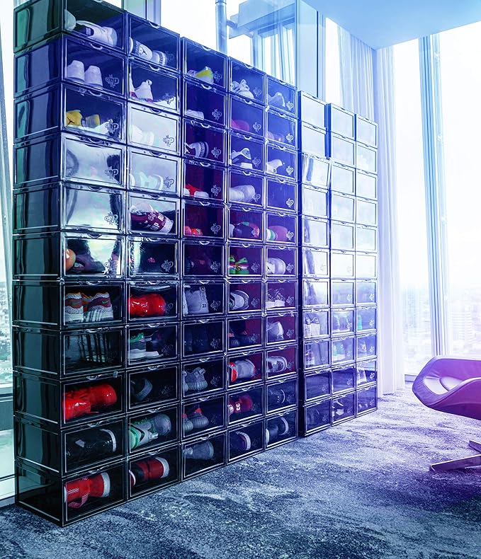Crep Protect - Crate, Shoe/Sneaker/Trainer Stackable Storage Drop Front Box with Clear Door