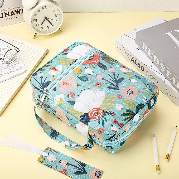 Laumoi Bible Cover Case for Women 10'' Flower Bible Holder Case Large Religious Carrying Bag for Women Study Christian Book Gift (More Flower)