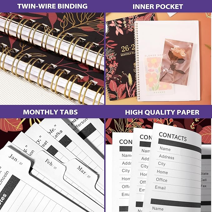 2026-2028 Monthly Planner - 2 Year Monthly Planner/Calendar 2026-2028, July 2026 - June 2028, 11" x 9", 24 Monthly Planner with Tabs, Back Pocket, Holidays, Twin-Wire Binding, Note Pages