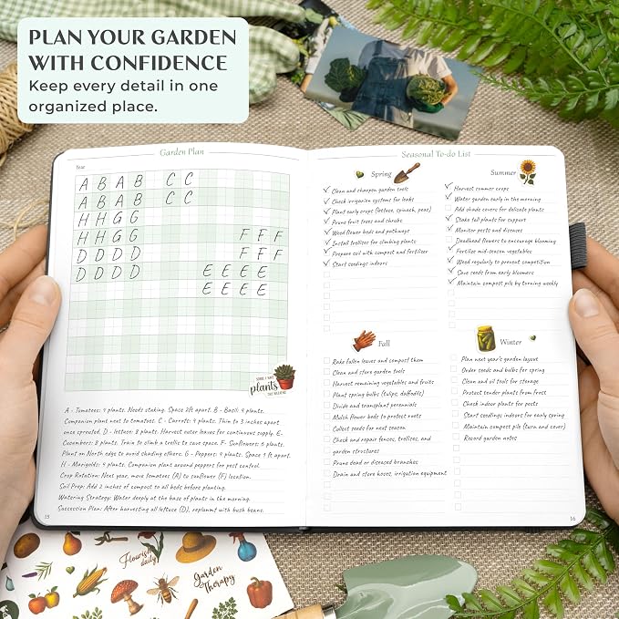 Legend Gardening Journal – 5-Year Garden Journal Planner & Log Book with Gardening Calendar & Plant Logs – Hardcover Garden Planner (Black)
