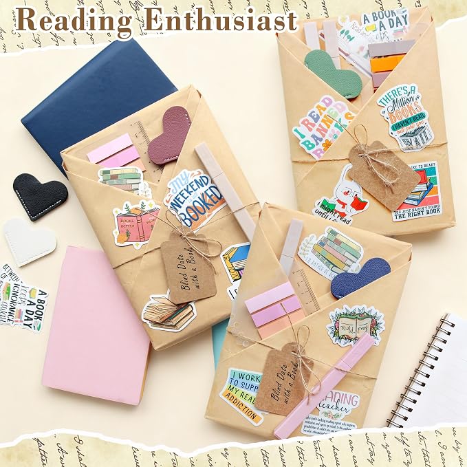 J6&H6 6 Set Blind Date with a Book Gift excluding Books,Gift Set Including Wax Seal Stickers, Index,Stickers,Kraft Paper Labels,Highlighters,Kraft Paper Perfect for Literary Gifts (Ordinary)