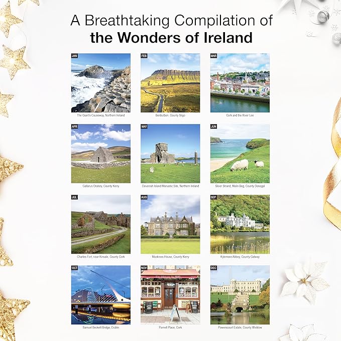RED EMBER Select - Ireland 2026 Wall Calendar 12 Month | 12" x 24" Open | Thick & Sturdy Paper | Giftable | Irish Europe Travel Calendar 2026