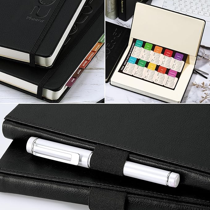2026-2027 Planner - Planner 2026-2027 with Pen Loop, Jul 2026 - Jun 2027, to Achieve Your Goals & Improve Productivity, Thick Paper, 40 Note Pages, Inner Pocket, 5.75" x 8.25" - Black
