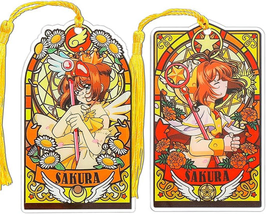 Anime Magic Cards Captor Sakura Bookmarks Set - Sweet Cartoon Cute Book Marks for Reading Women Men Anime Fans, Book Accessories Collection Decor Hangings Gifts (Acrylic Style 8)