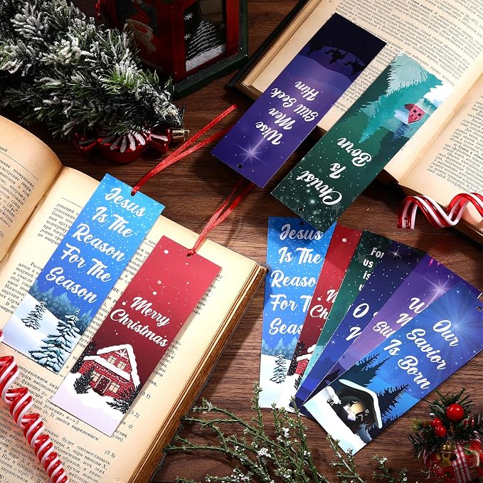 Dispowreath 60 Pcs Christmas Isaiah 9: 6 Religious Christian Bookmarks Church Bookmarks Gift for Men Women Church Home Party Favors
