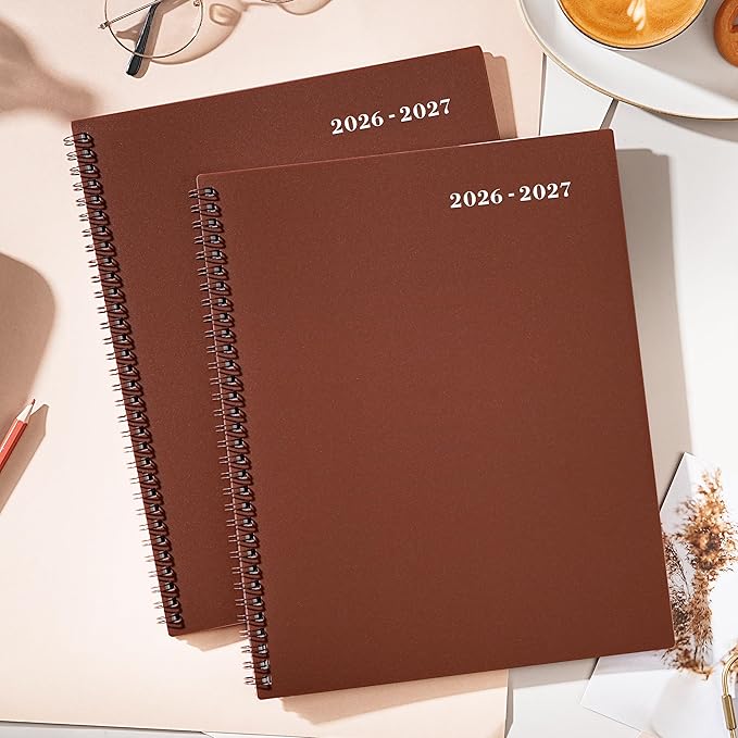 2026-2027 Monthly Planner - Planner/Calendar 2026-2027, Jul 2026 - Dec 2027, 9" x 11", 18 Monthly Planners with Tabs, Pocket, Label, Contacts and Passwords, Twin-Wire Binding- Reddish Brown