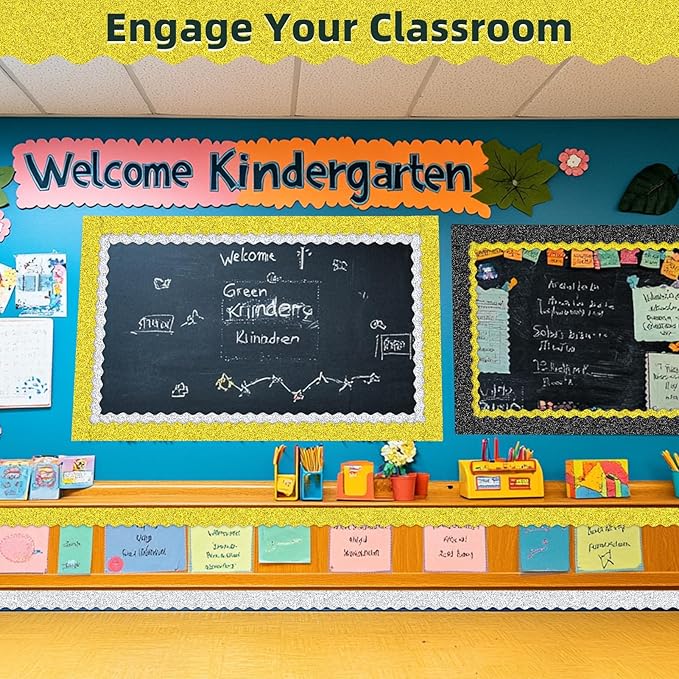 3 Rolls 98.4 Ft Glitter Bulletin Board Borders Set - Sparkly Classroom Borders for Bulletin Board Decorations - Office, School Supplies, Home DIY - Perfect for Teachers, Posters & Birthday Party Decor