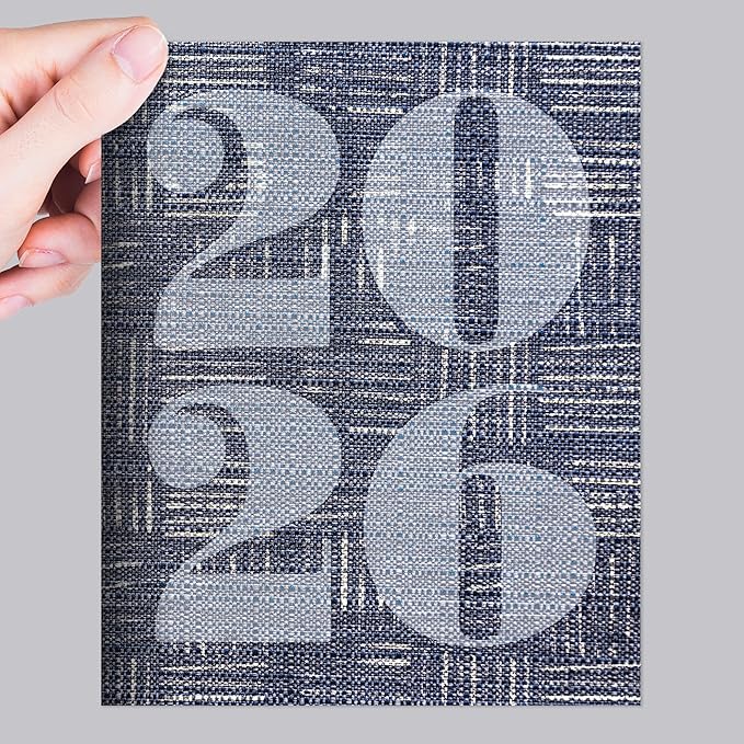 TF Publishing 2026 Basket Weave Blue Medium Monthly Planner - 2 Page Spreads with Extra Large Calendar Grids and Planning Prompts - 12 Month Planner for School and Work - 6.5in x 8in