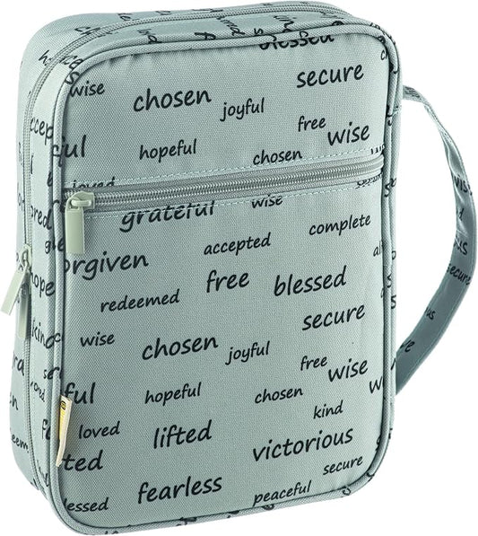 DiverseBee Bible Cover with Handles, Zippered Bible Carrying Case for Men and Women, Bible Tote Bag for Kids, Book Cover Accessories, Christian Gifts 7.5 x 10 x 2.5in (Noble Words)