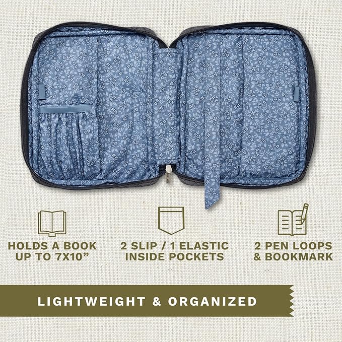 Bella Taylor Quilted Bible Cover for Women - Large Study Bible Case - Midnight Denim