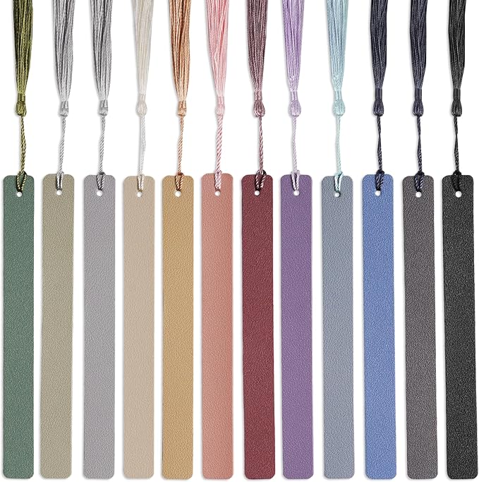 12 Pcs Pastel Leather Bookmarks - Colorful Bookmarks for Women, Students, Teachers & Book Lovers (12 Colors)