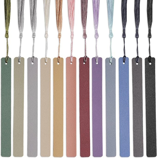 12 Pcs Pastel Leather Bookmarks - Colorful Bookmarks for Women, Students, Teachers & Book Lovers (12 Colors)