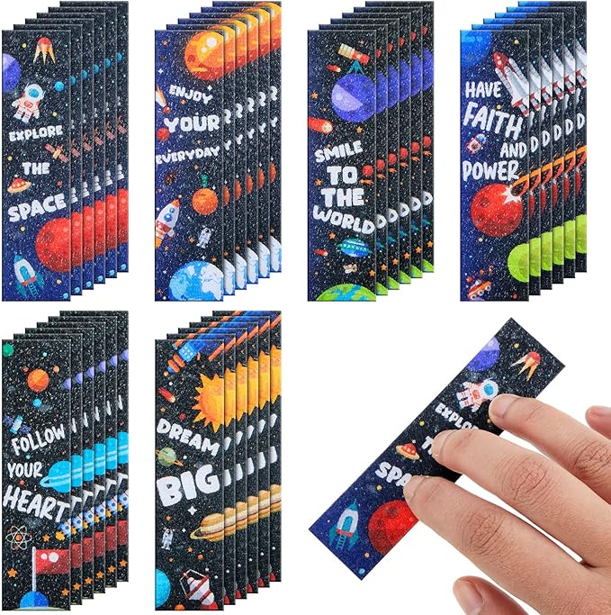 Gersoniel 36 Pcs Anxiety Sensory Stickers Strips Adhesive Textured Mental Health Calm Stickers Mindfulness Fidget Decals Stress Anxiety Relief Items for Therapy Office Desk(Spaceman Style)