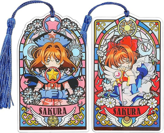 Anime Magic Cards Captor Sakura Bookmarks Set - Sweet Cartoon Cute Book Marks for Reading Women Men Anime Fans, Book Accessories Collection Decor Hangings Gifts (Acrylic Style 5)