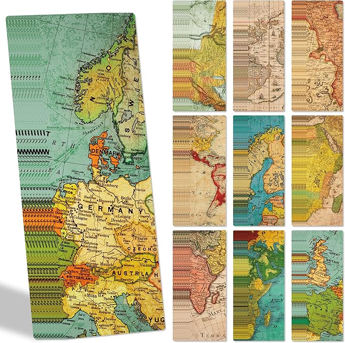 Vintage Bookmark Bulk Gifts - 100 Pcs World Map Paper Bookmarks for Women Students Men Book Lovers Retro Page Marks School Office Reading Accessories Bookish Gift for Birthday Christmas