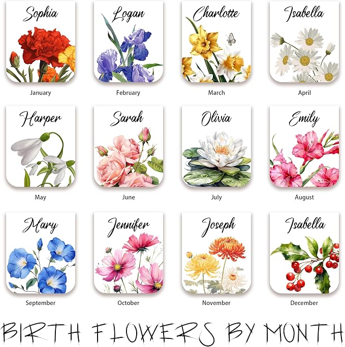 Personalized Magnetic Bookmark, Custom Leather Birth Flower Bookmark with Name, Unique Gift for Book Lovers, Birthday & Christmas Book Accessory
