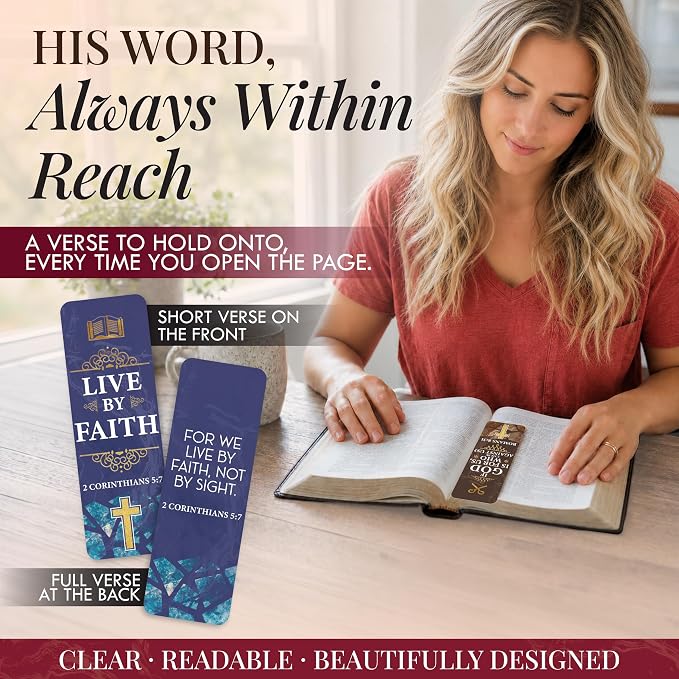 96 Bible Bookmarks with Bible Verses – Multiple Designs – Inspirational Christian Bookmarks for Women & Men – Bible Book Markers for Classroom, Bible Study, Church Supplies