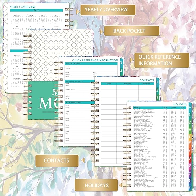 Planner 2026-2027 - 2026-2027 Planner Weekly and Monthly, July 2026 - June 2027, 6.4"x 8.5", with Elastic Closure, Inner Pocket, Coated Tabs