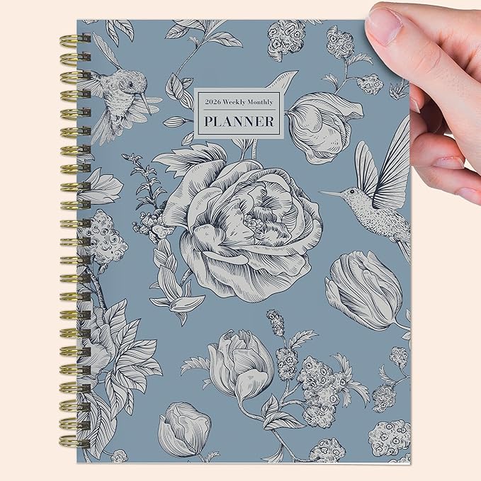 TF Publishing 2026 Garden Roses Medium Weekly Monthly Planner with 12-Month Calendar Grid, Notes, and Priorities Section - Weekly Schedule Planner with Habit Tracker and Stickers - 6.5in x 8in