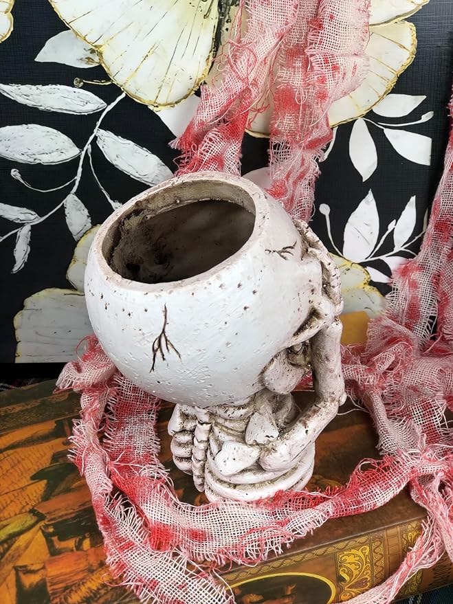 Skulll-shaped Pen Holder for Desk Accessories Halloween Decor and Office Decor, Pencil Holder for Desk Organizers, Compact Desk Accessories Gift, Pencil Cup for School, Office, Home(Don't Say)