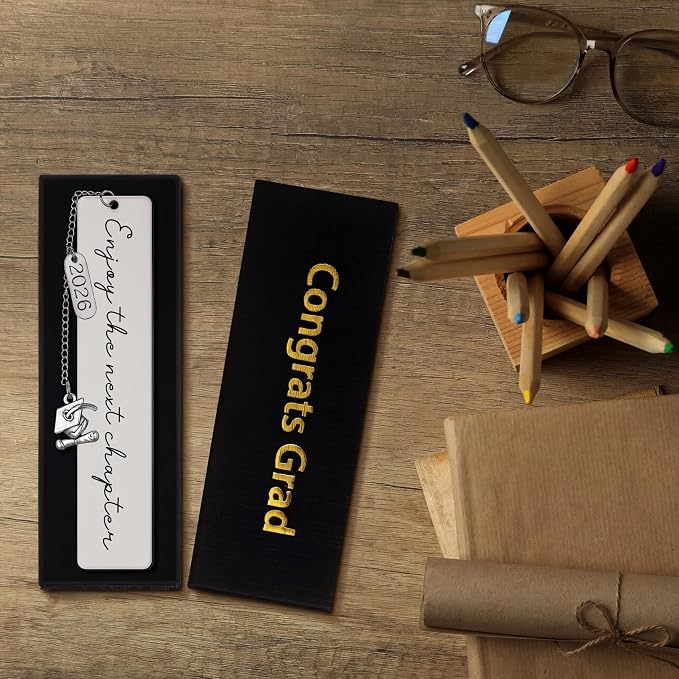 12 Sets Class of 2026 Graduation Bookmarks with Boxes 2026 Senior Graduation Gifts for Students Inspirational Grad Gifts High Middle Medical School 5th 8th Grade Grad Favors Classroom Party Favors