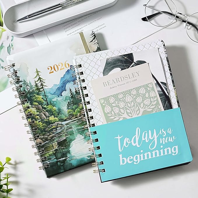 2026 Planner - 2026 Planner Weekly and Monthly, Jan 2026 - Dec 2026, 6.3” x 8.4”, 2026 Calendar Planner, Twin-Wire Binding, Inner Pocket, Colorful Monthly Tabs, Elastic Closure, Contacts, Holidays