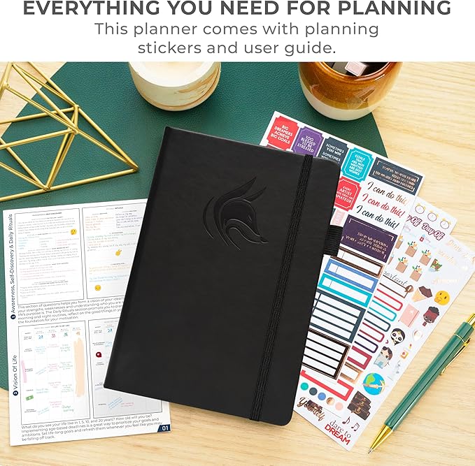 Clever Fox Dated Hourly Weekly Planner 2026 – Daily, Monthly & Yearly Agenda Organizer with Time Slots – Hardcover Journal, A5 Size (Black)