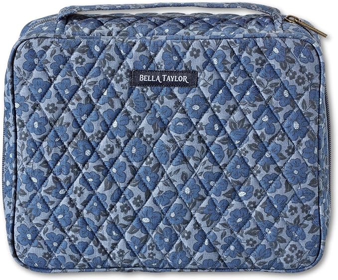Bella Taylor Quilted Bible Cover for Women - Large Study Bible Case - Navy Floral