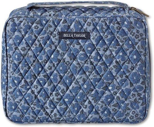 Bella Taylor Quilted Bible Cover for Women - Large Study Bible Case - Navy Floral