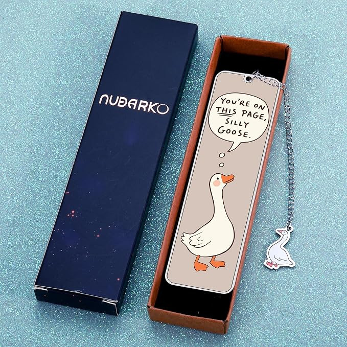 Funny Cute Bookmarks Book Marks for Reading Women Men Book Accessories for Reading Lovers Book Lovers Bookish Gifts for Women Readers Book Marker Reading Accessories Silly Metal Bookmarks Goose 2-Side