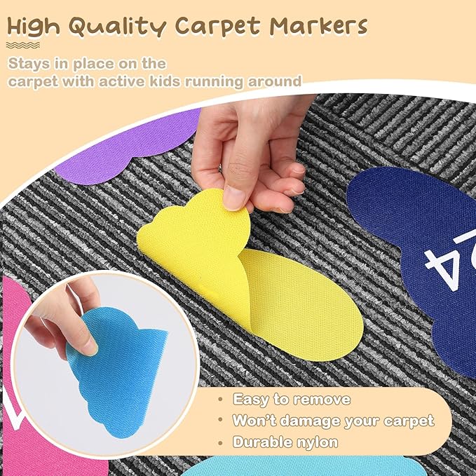Outus 48 Pcs Carpet Feet Spots, Line up Sit Foot Spots for Classroom Floor, Carpet Markers for Teacher Supplies Classroom Rug, School Decoration(Multicolor)