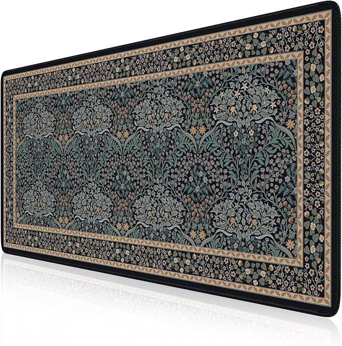 iCasso Desk Cover Mat, Office Mouse Pad, Desk Protector Mat, Extra Large Matt for Desktop,Anti-Slip XXL Big Mousepad with Stitched Edges for Computer Keyboard Retro Black