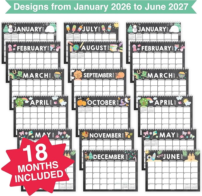 Small Desk Calendar 2026-18-Month 2026 Desk Calendar Small for Home, Office & Classroom, Standing Flip Desks Calendars 2026-2027, Teacher Appreciation Gifts, Graduation Gifts