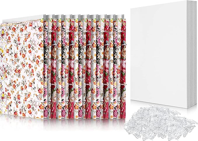 Teling 7.5 x 10.5 Inch Comic Book Boards Fabric Backing Board and U Shape Plastic Alligator Clips Poster Board for Folding Cloth and Storing Fabric Storage(100 Set)