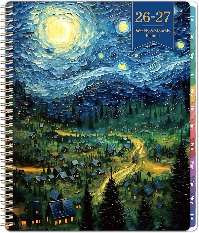 Planner 2026-2027 - Academic Planner 2026-2027, Jul 2026 - Jun 2027, 26-27 Planners Weekly and Monthly, 8.5" x 11" 26-27 Calendar Monthly Planners with Tabs & Pocket, Flexible Cover, Twin-Wire Binding- Oil Painting