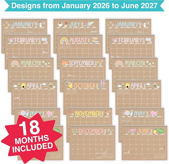 Small Desk Calendar 2026-18-Month 2026 Desk Calendar Small for Home, Office & Classroom, Standing Flip Desks Calendars 2026-2027, Teacher Appreciation Gifts, Graduation Gifts