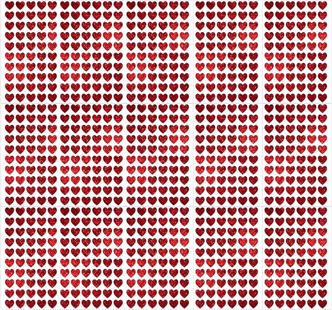 1800 Holographic red Heart Stickers，Shimmering Laser-Cut red Heart Stickers，The Perfect Choice for Valentine's Day Gift Decorations，Also Ideal for Reward Charts，Valentine's Day red Heart Stickers