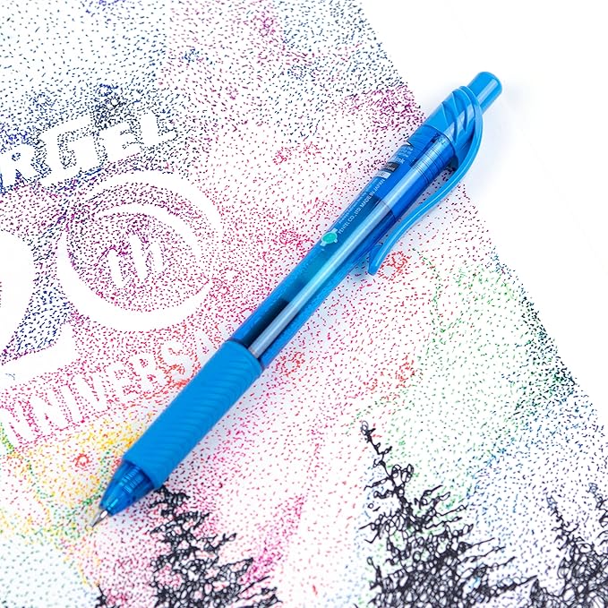 Pentel EnerGel-X Retractable Liquid Gel Pen (0.7mm) Metal Tip, Sky Blue Ink, Box of 12 (BL107-S)