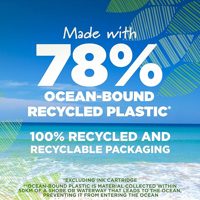 BIC Ecolutions Ocean-Bound Plastic Gel Pens, Medium Point (1.0mm), 12-Count Pack, Retractable Blue Ink Pens Made from 78% Ocean-Bound Recycled Plastic Excluding Ink Cartridge