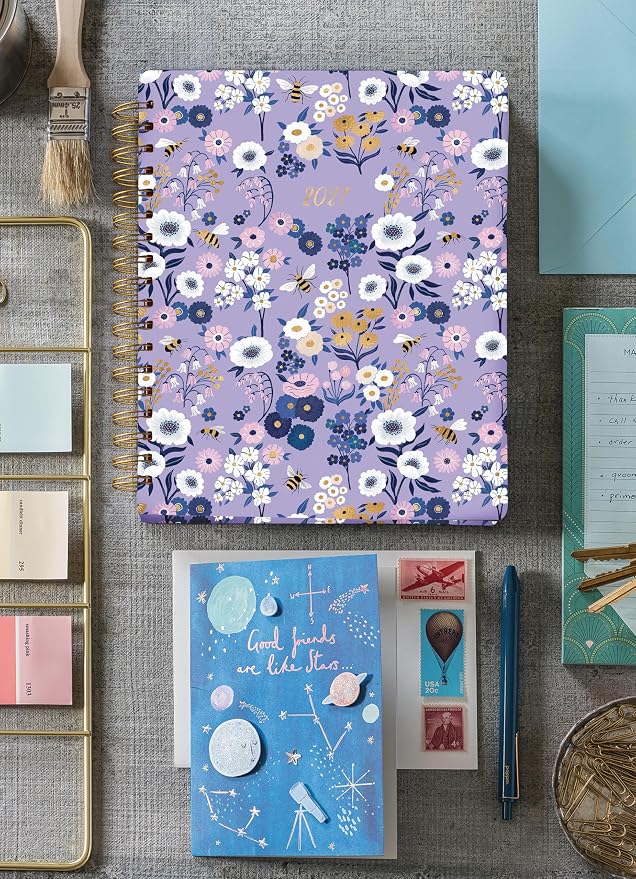 High Note 2027 Planner, 17-Month Weekly & Monthly Hardcover Planner: August 2026 to December 2027, 9" x 10", Garden Bee with Notes, Lists & Reference Pages + Sticker Sheet