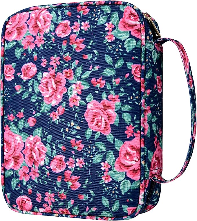 G-LEAF Bible Cover Case/Book Cover, Bible Case for Women Girls, Bible Cover Bags Floral Pattern With Handle Fits for Standard Size Bible, 9.5x6.7x2.5 In