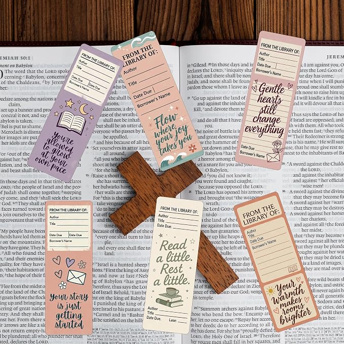 Library Card Bookmarks Bulk, 100 Pcs Vintage Aesthetic Book Marks for Reading Women Girls, Bookish Paper Page Markers Double Sided for Book Lovers Library Reading Accessories Gifts