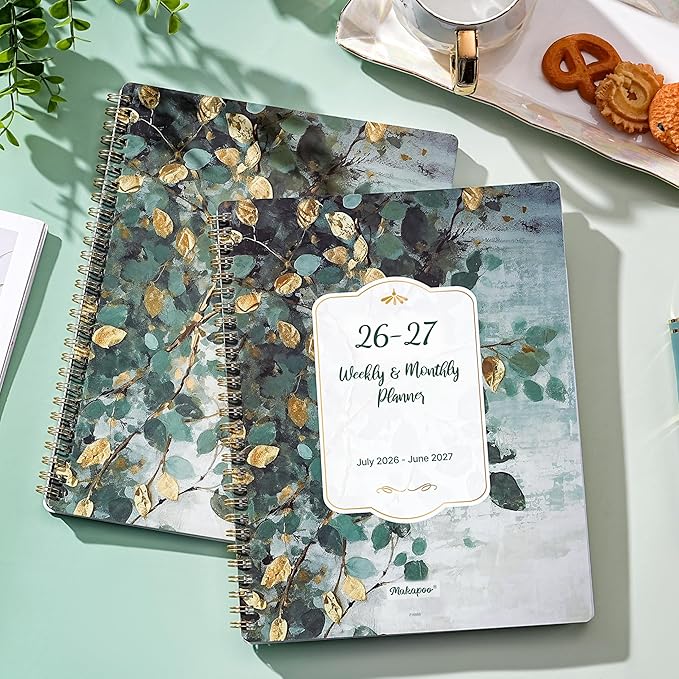 Planner 2026-2027 - Academic Planner 2026-2027, Jul. 2026 - Jun. 2027, 9''x11'', 26-27 Planners Weekly and Monthly with Tabs, Pocket, Twin-wire Binding - Art Leaves