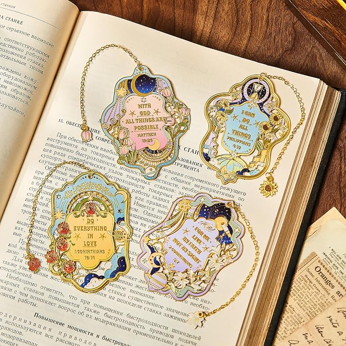 4PCS Bible Verse Bookmark, Christian Book Marks for Reading Women, Adults Teens Teacher