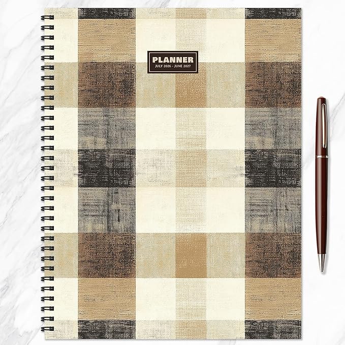 TF Publishing July 2026 - June 2027 Checkered Cowboy Large Weekly Monthly Planner - 12 Month Academic Planner 2026-2027 with Durable Cover, Thick Uncoated Paper, and Planning Stickers - 9 in x 11 in