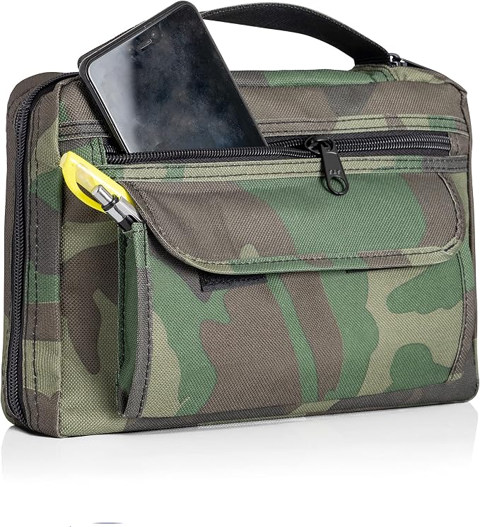 Embassy Bible Cover with Extra Zippered Compartments, to Protect The Good Book, Camouflage
